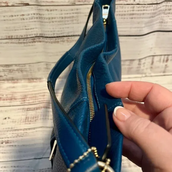 Coach: Royal Blue purse with gold hardware - Picture 5 of 5